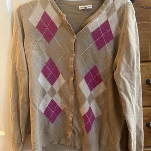Pink and Cream Argyle sweater